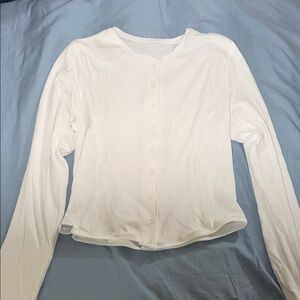 Women's White rib long sleeve top